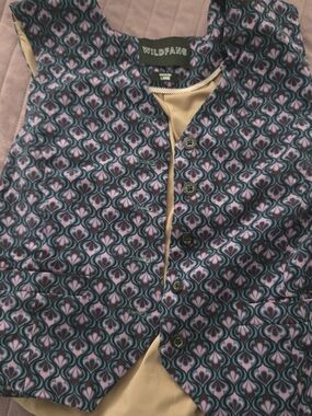 Wildfang Patterned Button Vest in Teal & Lavender